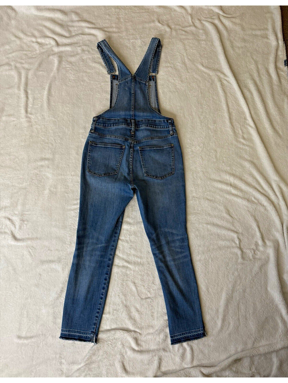 Madewell Petite SP Blue Denim Overall Jumpsuit Straight Leg Pockets